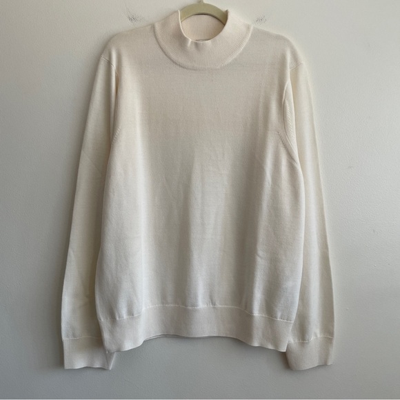 Sandro Mens Wool blend Turtleneck Sweater cream knit mock solid quiet luxury XXL - Picture 1 of 14